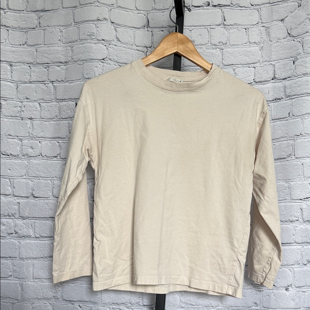 Zara - Boys Long Sleeve Crewneck Shirt - Cream size 9-10 years